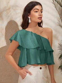 Áo nữ Viên lá sen màu trơn Dễ thương - màu xanh lá - Xem 3