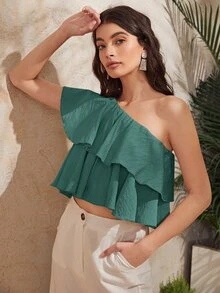 Áo nữ Viên lá sen màu trơn Dễ thương - màu xanh lá - Xem 4