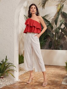 Áo nữ Viên lá sen màu trơn Dễ thương - Đỏ - Xem 5