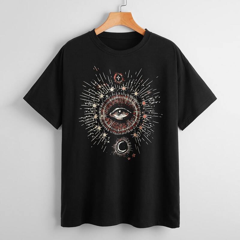

Eye Graphic Oversized Tee, Black