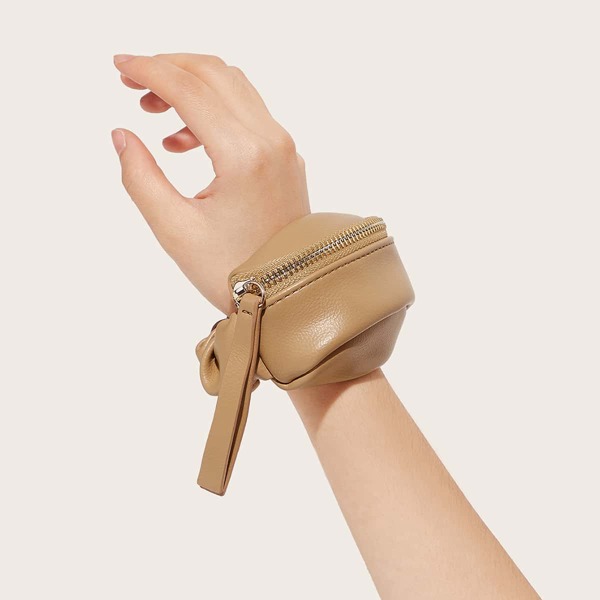

Ruched Decor Purse, Camel
