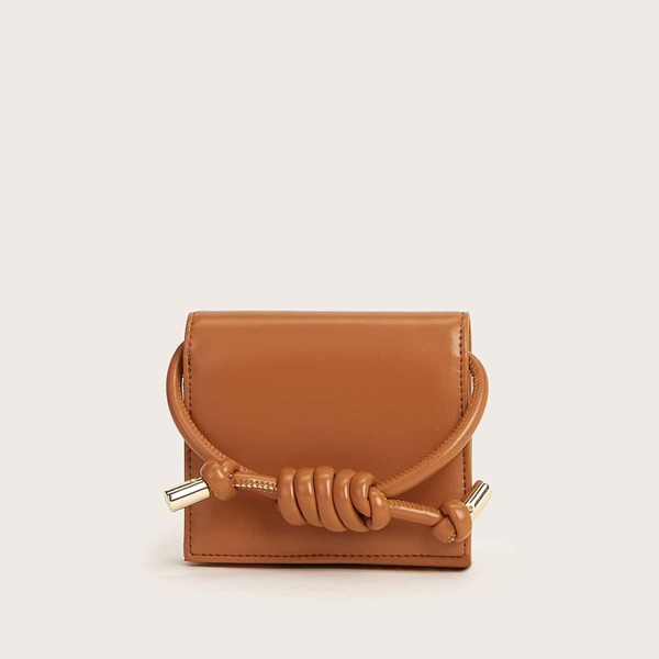 

Knot Decor Fold Over Purse, Brown