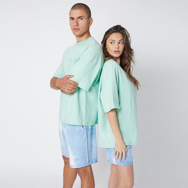 

1 PC Drop Shoulder Solid Tee, Mint green