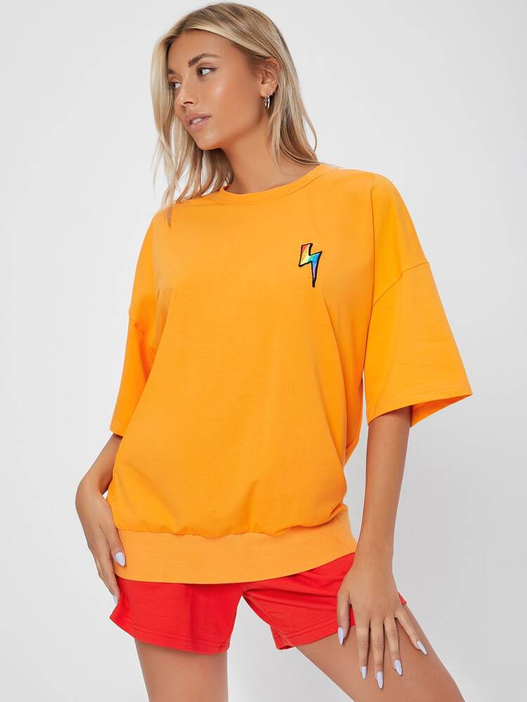 Lightning Embroidery 1 Tee and 1 Track Shorts Set - Multicolor - View 4