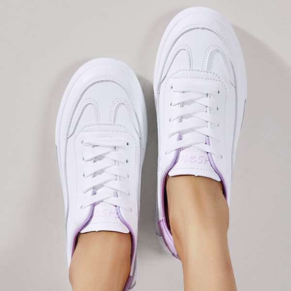 

Letter Graphic Lace-up Front Skate Shoes, White