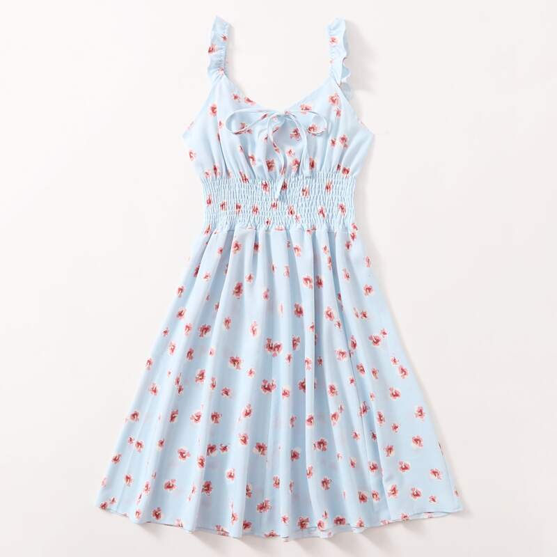 

Ditsy Floral Shirred Cami Dress, Baby blue