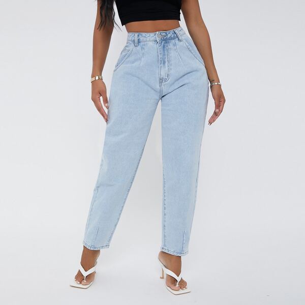 

High Waist Mom Jeans, Light wash