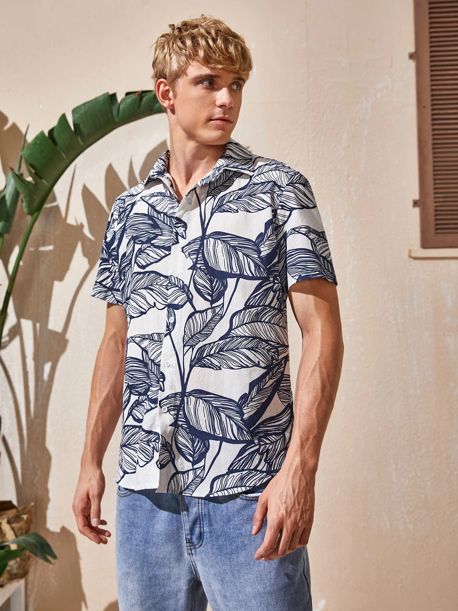 Camisas  para hombre Botón delantero Tropical Vacación - Multicolor - Ver 1