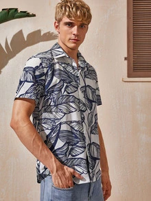 Camisas  para hombre Botón delantero Tropical Vacación - Multicolor - Ver 4