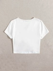 Muchica Twist Hem Solid Tee - White - View 2