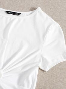 Muchica Twist Hem Solid Tee - White - View 3
