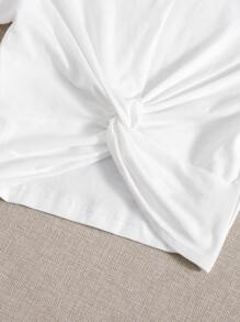 Muchica Twist Hem Solid Tee - White - View 5