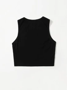 SHEIN EZwear Plus Scoop Neck Tank Top - Black - View 2
