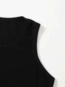 SHEIN EZwear Plus Scoop Neck Tank Top - Black - View 4