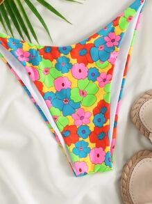 Floral Random Print Tie Side Bikini Panty - Multicolor - View 3