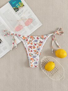 SHEIN Swim Summer Beach Floral Random Print Tie Side Bikini Panty - Multicolor - View 5