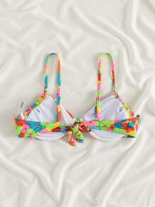 Floral Random Print Underwire Bikini Top - Multicolor - View 2