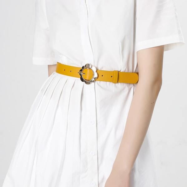 

Flower Shaped Buckle Belt, Yellow