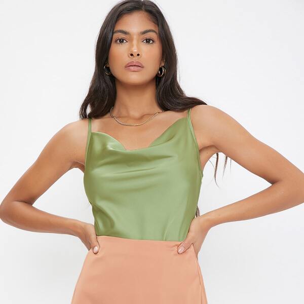 

Cowl Neck Cami Top, Mint green