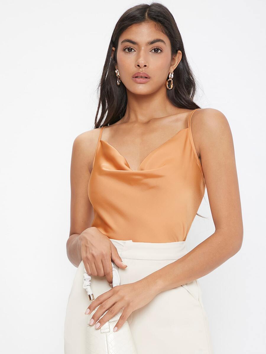 BizChic Top de tirantes de cuello desbocado - Naranja - Ver 1