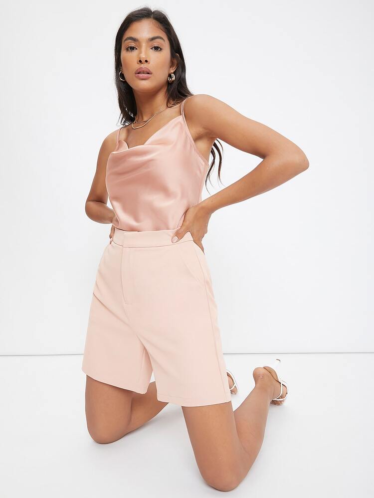 BizChic Cowl Neck Cami Top - Baby Pink - View 5