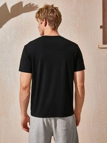 Manfinity Men Slogan Graphic Round Neck Tee - Black - View 2