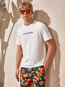 Manfinity Men Letter Graphic Tee - White - View 1