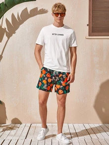 Manfinity Men Letter Graphic Tee - White - View 3