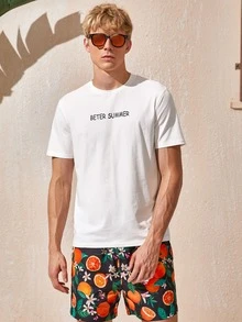 Manfinity Men Letter Graphic Tee - White - View 4