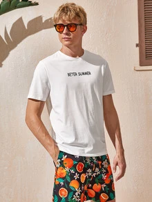 Manfinity Men Letter Graphic Tee - White - View 5