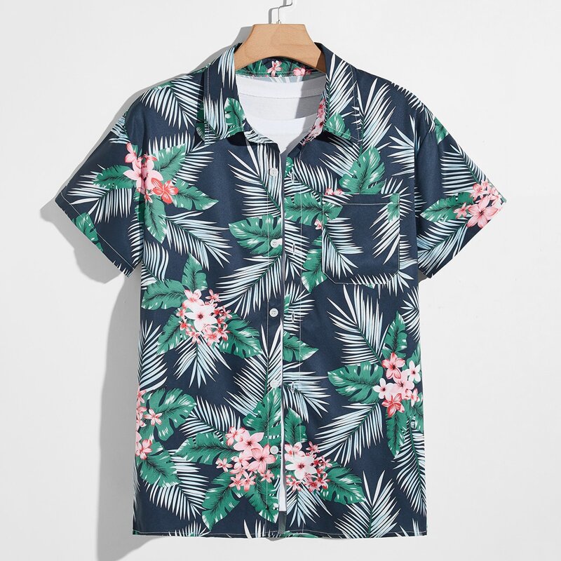 

Guys Floral And Tropical Print Button Front Shirt, Multicolor