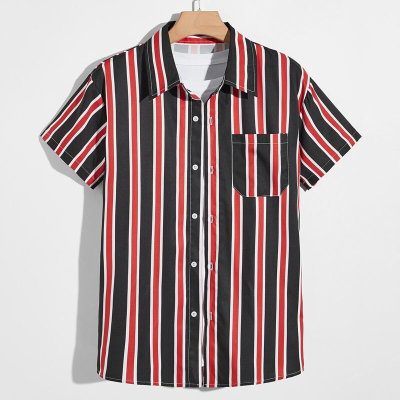 

Guys Pocket Front Striped Shirt, Multicolor