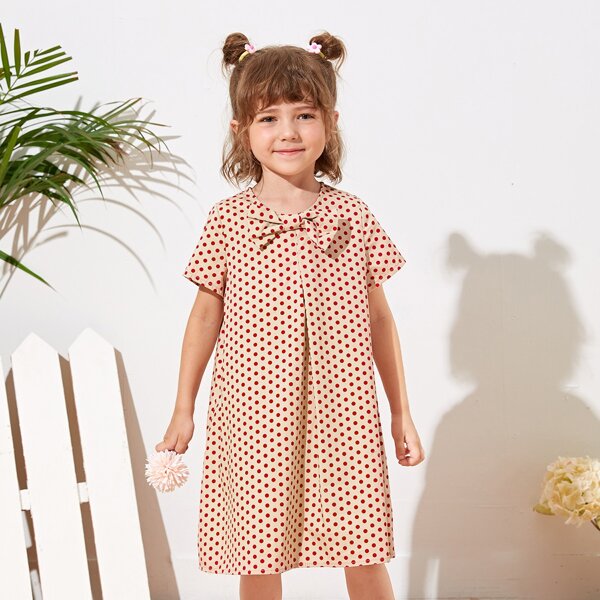 

Toddler Girls Big Bow Polka Dot Dress, Multicolor