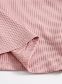 SHEIN EZwear Rib-Knit Crop Halter Top - Dusty Pink - View 6