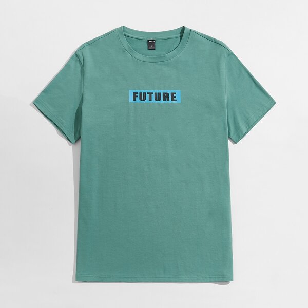 

Men Letter Graphic Tee, Cadet blue