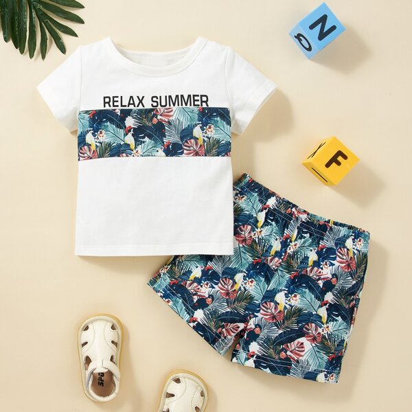 

Baby Boy Tropical Print Tee & Shorts, Multicolor