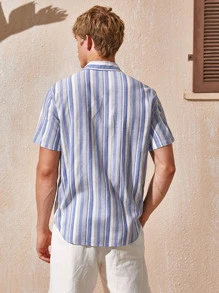 Manfinity Camisa con botón delantero de rayas - Multicolor - Ver 2