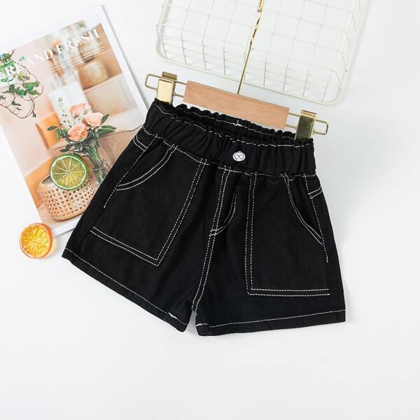 

Toddler Girls Stitch Trim Shorts, Black