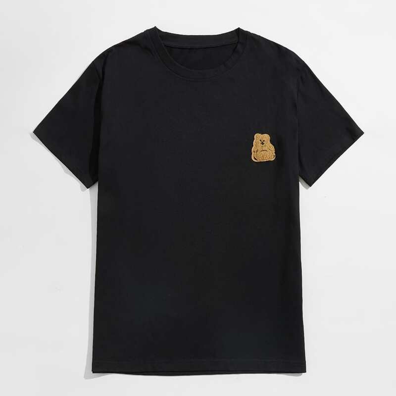 

Guys Cartoon Patched Tee, Black