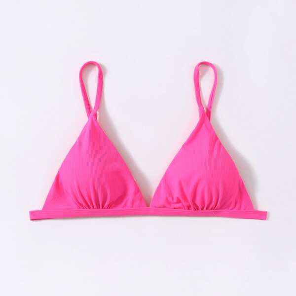 

Rib Triangle Bikini Top, Hot pink