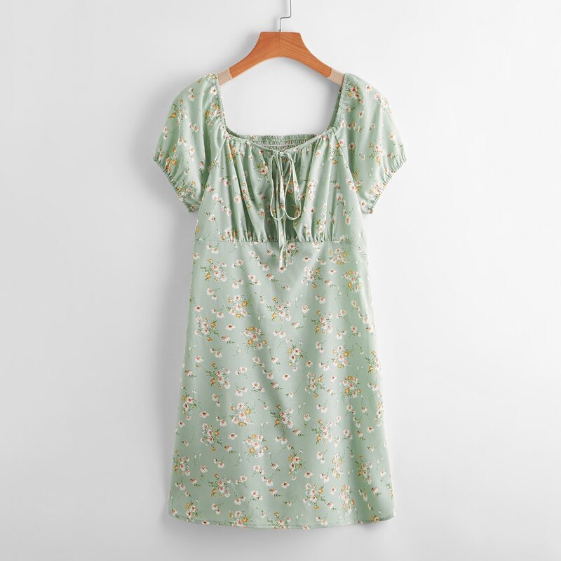 

Ditsy Floral Tie Front Dress, Mint green