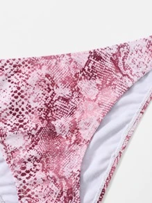 Snakeskin Print V Wired Bikini Set - Multicolor - View 4