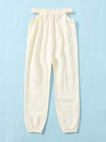 SHEIN Girls Chinese Dragon Print Cutout Waist Sweatpants