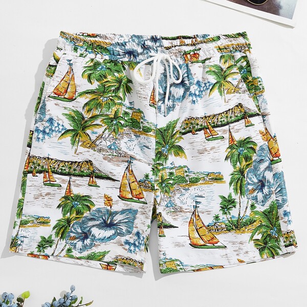 

Men Tropical Print Swim Shorts, Multicolor