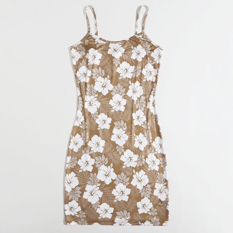 

Floral Print Cami Dress, Mocha brown