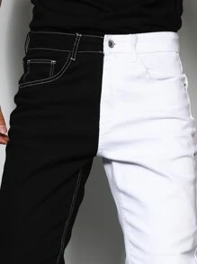 Manfinity 男士雙色緊身牛仔褲