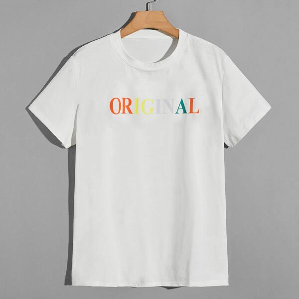 

Men Colorful Letter Graphic Tee, White