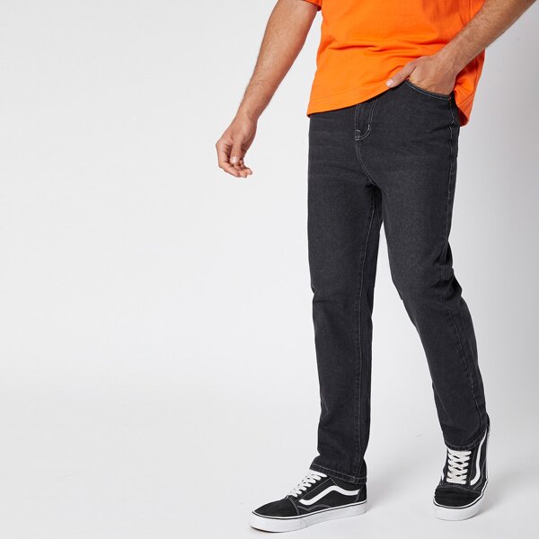 

Men Bleach Wash Jeans, Dark grey