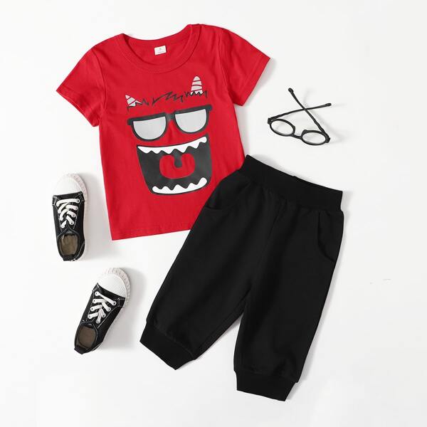 

Toddler Boys Cartoon Graphic Tee & Sweatpants, Multicolor