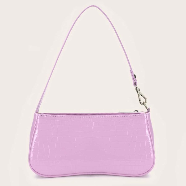 

Croc Embossed Baguette Bag, Mauve purple